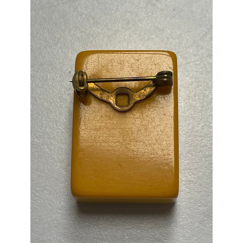 Upcycled Bakelite Mahjong #5 Brooch Tile - Picture 2 of 3